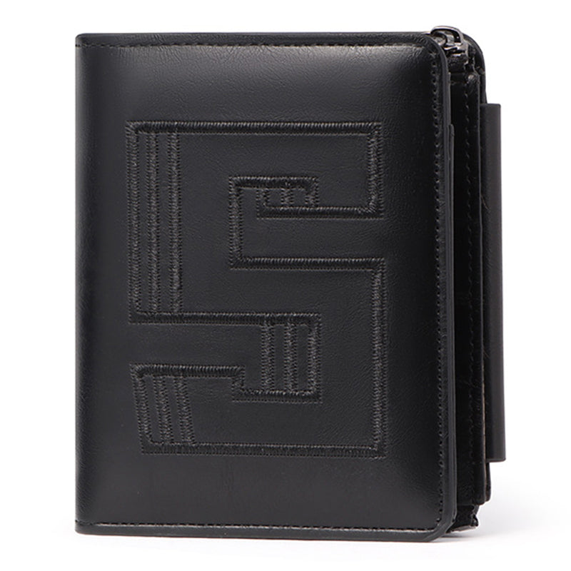 SUNICETY Embroidery Design Trifold Wallet for Men Multiple Card Slots PU Leather Cash Money Storage Pouch Card Carrying Bag SUNICETY Embroidery Design Trifold Wallet for Men Multiple Card Slots PU Leather Cash Money Storage Pouch Card Carrying Bag